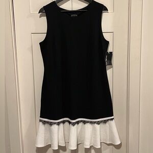 Enfocus Studio Black and White Mini Dress Sz 14 NWT